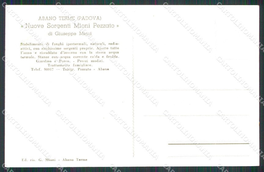 Padova Abano Terme Stabilimento Nuove Sorgenti cartolina RB5642 – retro