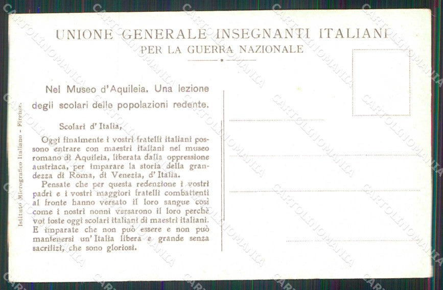 Udine Aquileia Museo Lezione degli Scolari cartolina RB5695 – retro