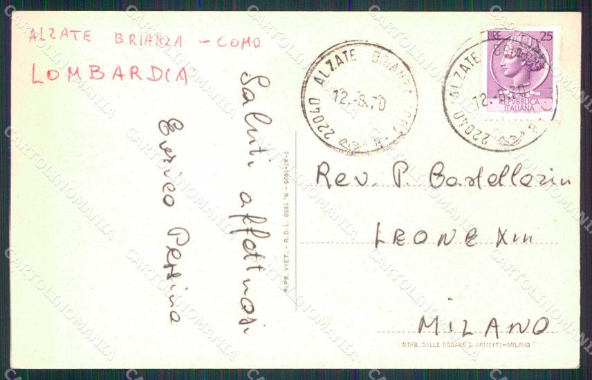 Como Alzate Brianza Villa Torniamenti già Odescalchi Pontefice cartolina RB5725 – retro