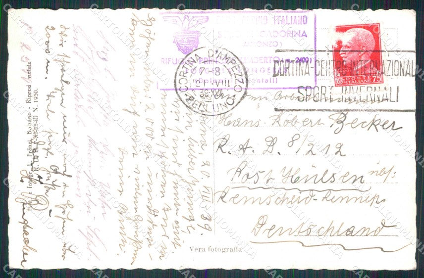 Belluno Auronzo di Cadore Forcella Longeres Rifugio Franzl Foto cartolina RB5743 – retro