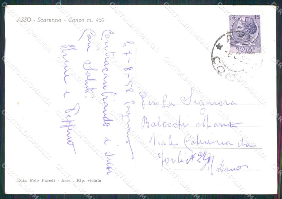 Como Asso Scarenna Canzo FG Foto cartolina RB5753 – retro
