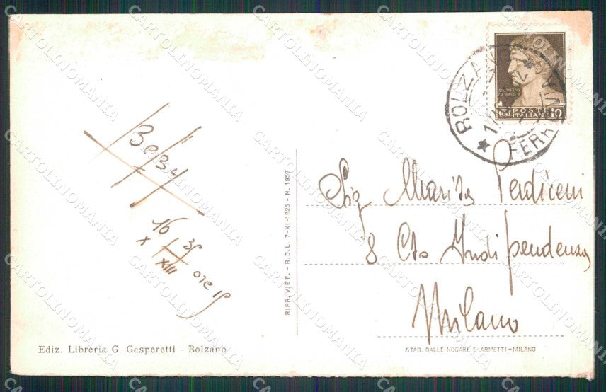 Bolzano Città Viale Vittorio Emanuele ABRASA cartolina RB5785 – retro