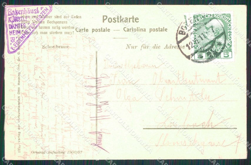 Bolzano Città L'Artista il Poeta da Scoprire Batzenhausel cartolina RB5788 – retro