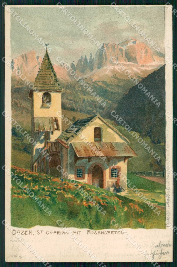 Bolzano Città San Cipriano Rosengarten cartolina RB5828 – fronte