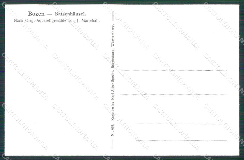 Bolzano Città Batzenhausel Marschall cartolina RB5829 – retro
