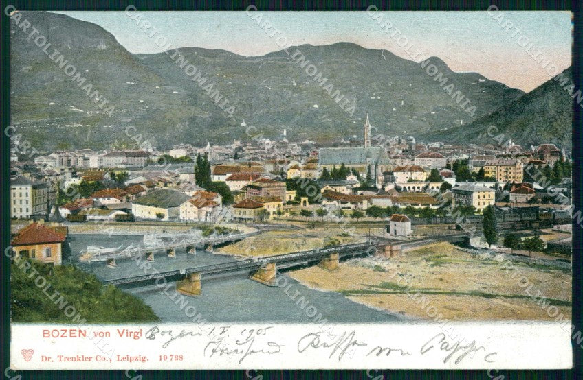 Bolzano Città Veduta dal Virgolo Trenkler 19738 ABRASA cartolina RB5838 – fronte