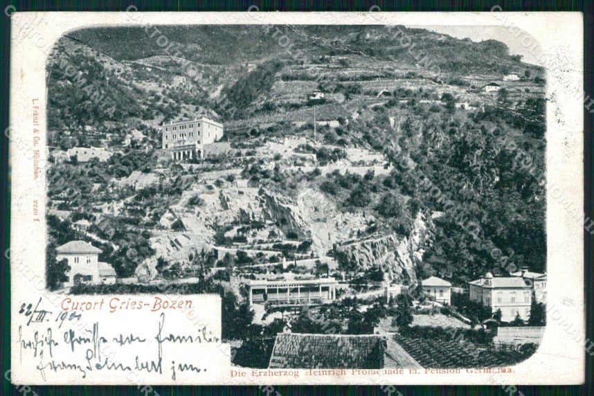 Bolzano Città Gries Pensione Germania Franzl 2220 PIEGA cartolina RB5868 – fronte