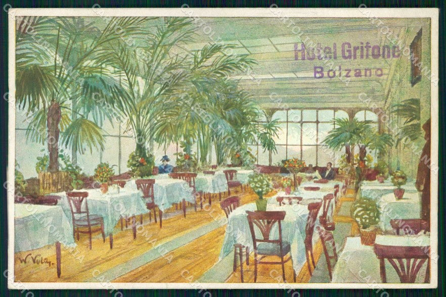 Bolzano Città Hotel Grifone Sala da Pranzo cartolina RB5875 – fronte