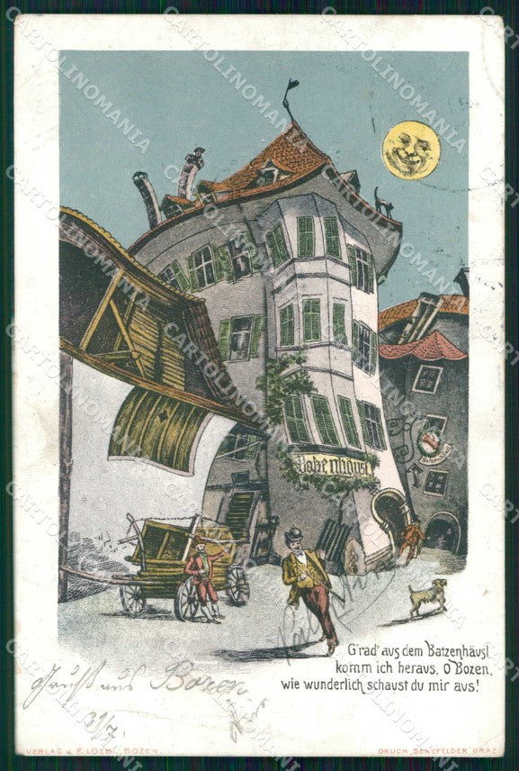Bolzano Città Batzenhausel Paper Moon ABRASA cartolina RB5878 – fronte