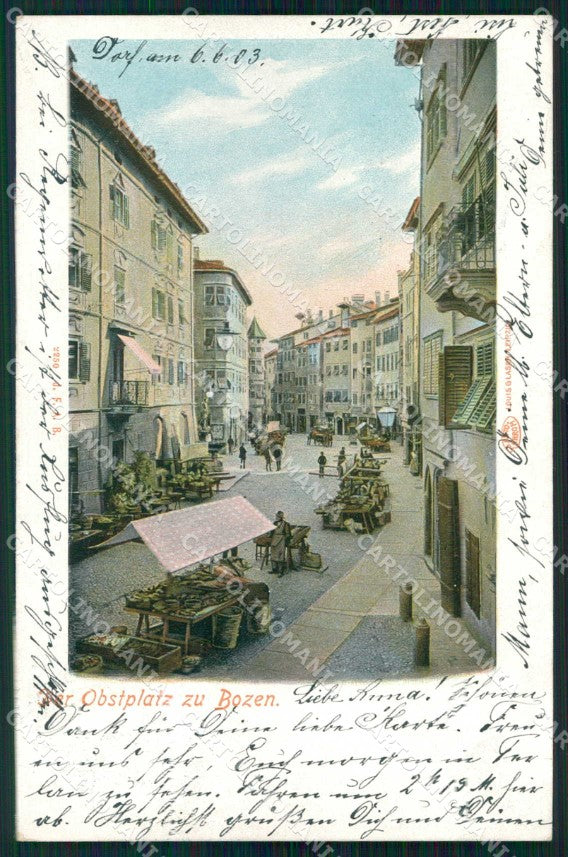 Bolzano Città Piazza della Frutta cartolina RB5890 – fronte