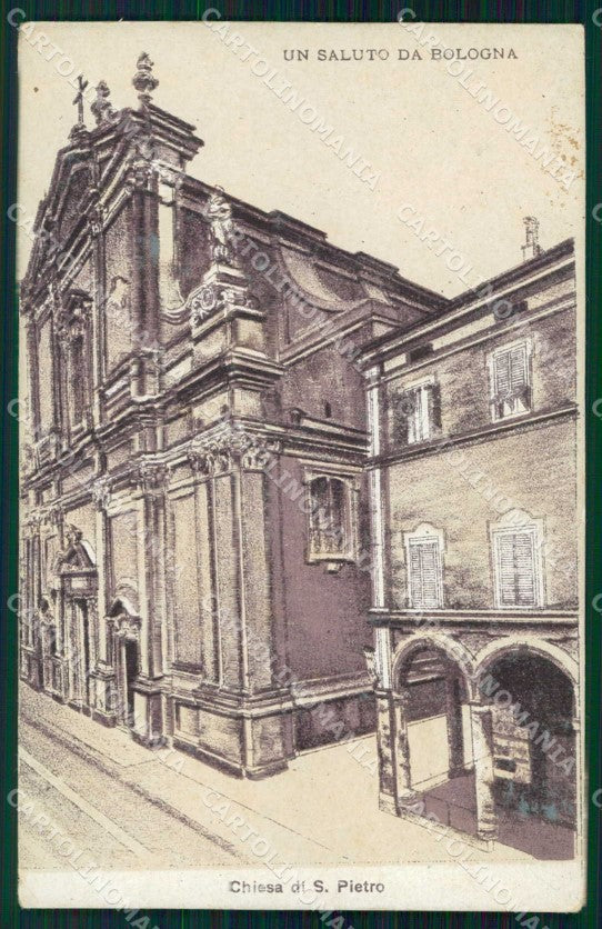 Bologna Città Saluto da Chiesa di San Pietro cartolina RB5921 – fronte