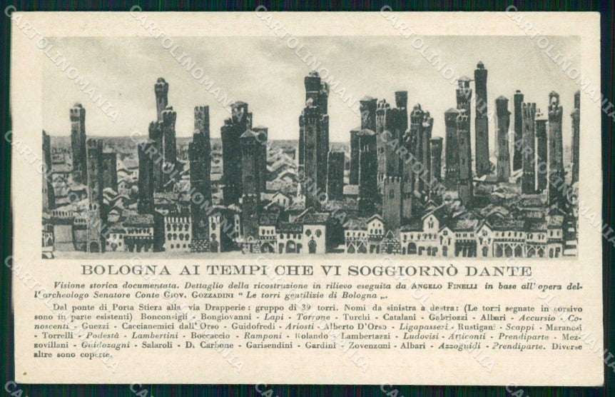 Bologna Città Tempi che vi soggiornò Dante cartolina RB5928 – fronte
