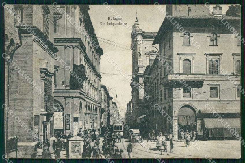 Bologna Città Via Indipendenza Tram ABRASA cartolina RB5945 – fronte
