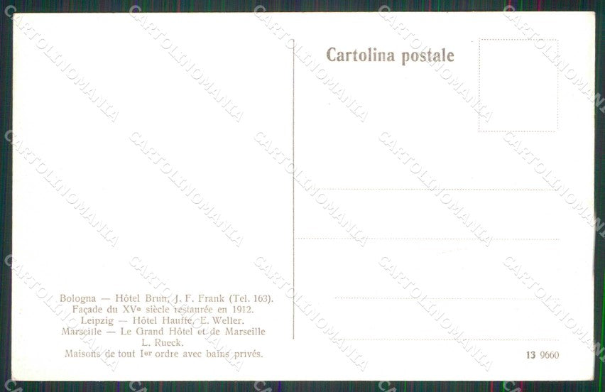 Bologna Città Hotel Brun cartolina RB5969 – retro