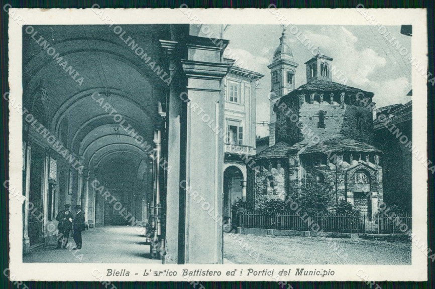 Biella Città Antico Battistero Portici Municipio cartolina RB6030 – fronte