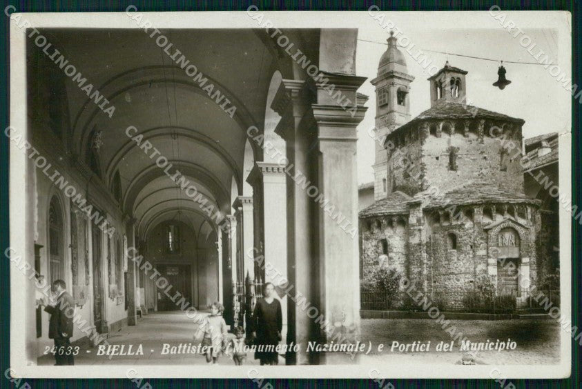 Biella Città Battistero Portici Municipio STRAPPINO Foto cartolina RB6032 – fronte