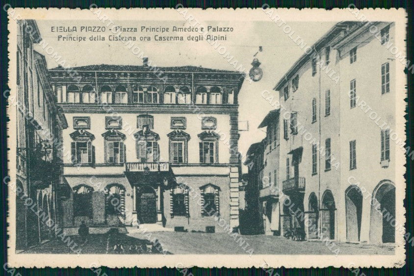 Biella Città Piazzo Piazza Principe Amedeo Caserma degli Alpini cartolina RB6035 – fronte