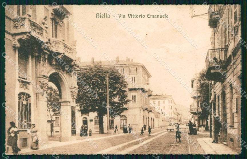Biella Città Via Vittorio Emanuele cartolina RB6040 – fronte