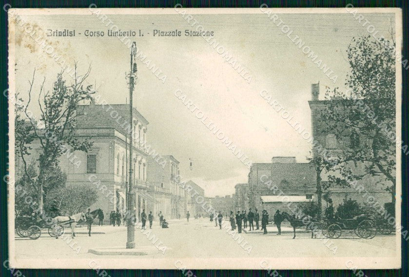 Brindisi Città Corso Umberto I Piazzale Stazione ABRASA cartolina RB6072 – fronte