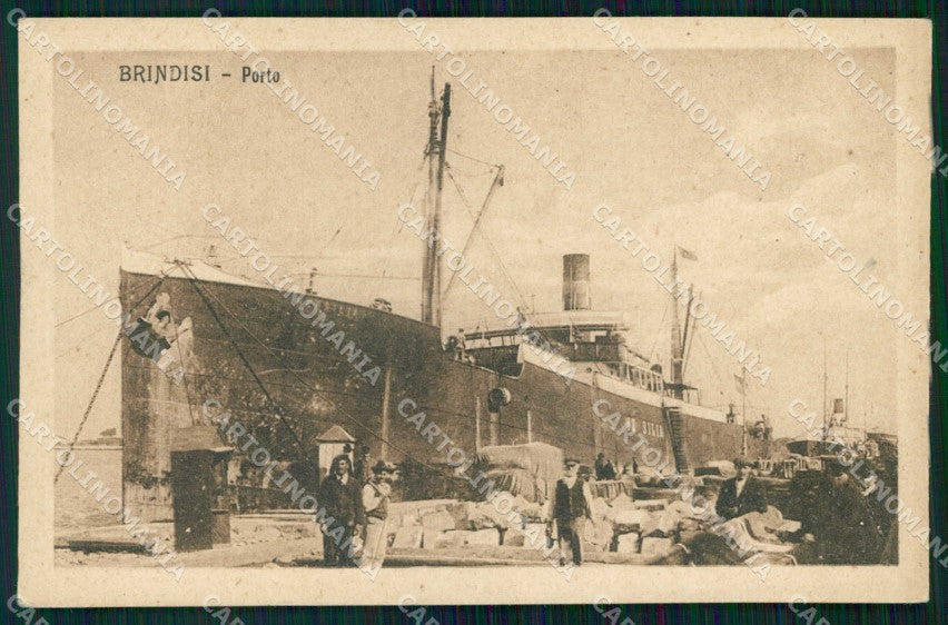 Brindisi Città Porto con Nave cartolina RB6076 – fronte