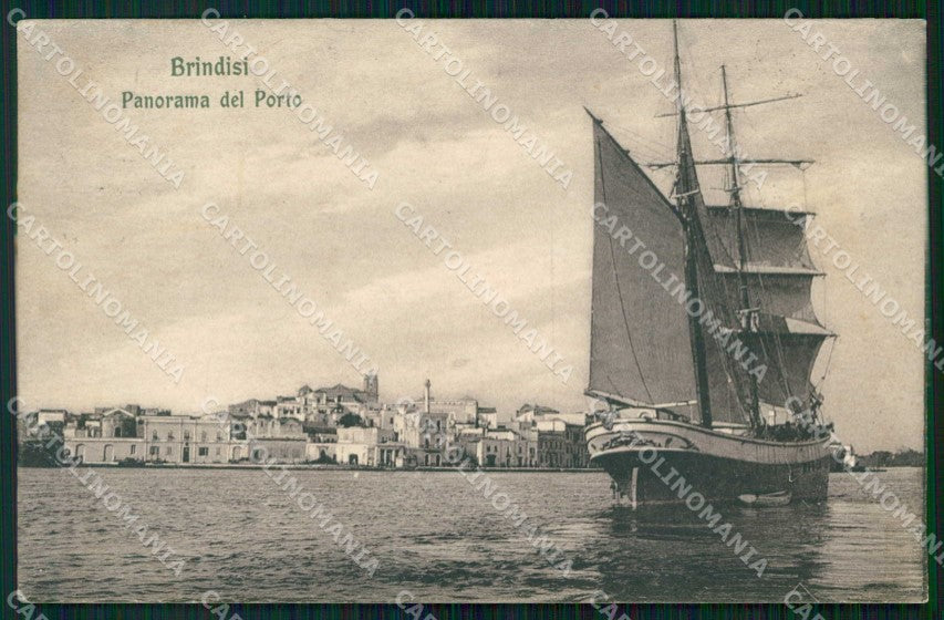 Brindisi Città Veduta del Porto Nave Veliero cartolina RB6077 – fronte