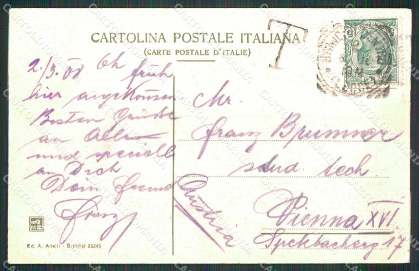 Brindisi Città Veduta del Porto Nave Veliero cartolina RB6077 – retro