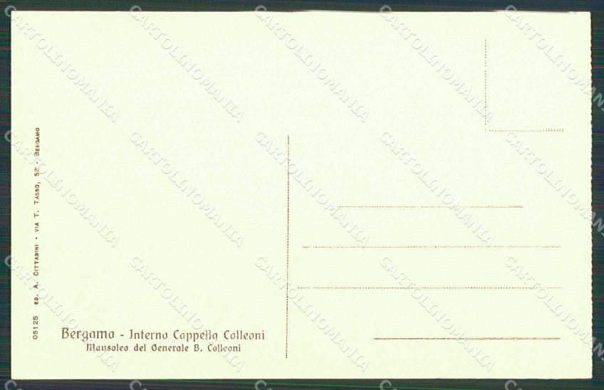 Bergamo Città Interno Cappella Colleoni Mausoleo del Generale cartolina RB6084 – retro