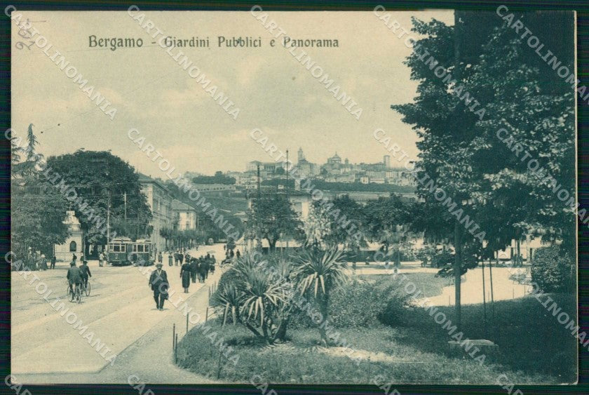Bergamo Città Giardini Pubblici Tram cartolina RB6089 – fronte