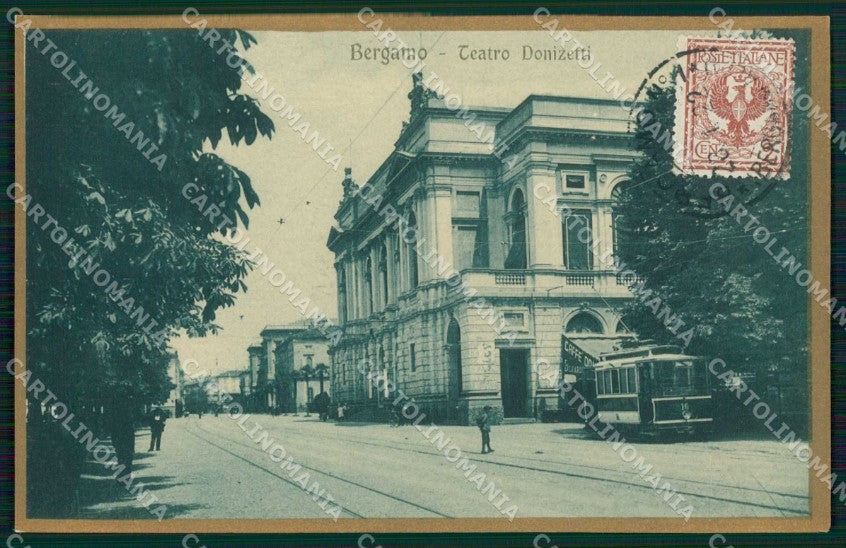 Bergamo Città Teatro Donizetti Tram cartolina RB6090 – fronte