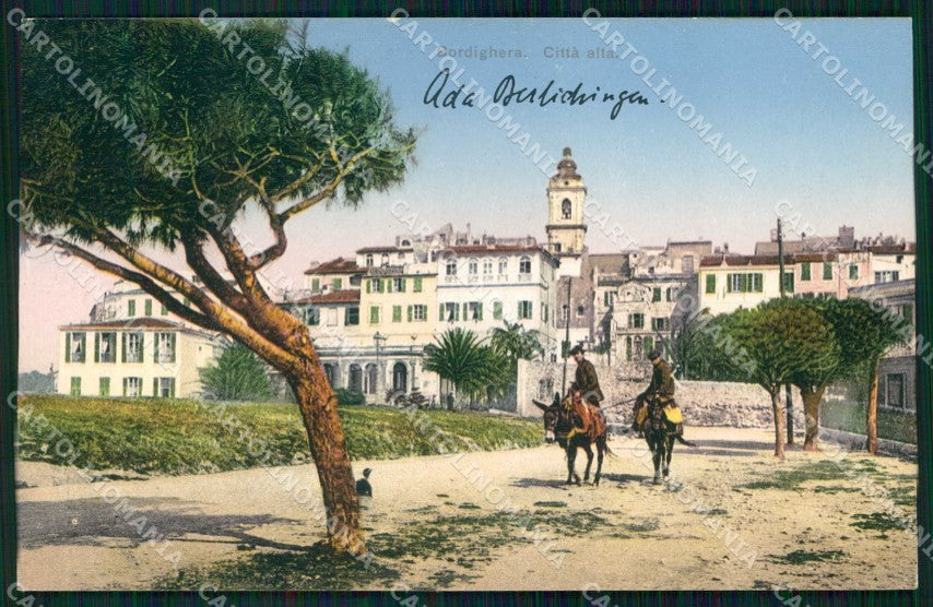Imperia Bordighera Città Alta Uomini con Muli cartolina RB6106 – fronte