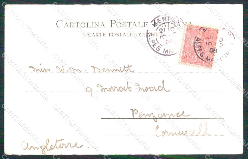 Imperia Bordighera Porta del Capo Stengel 6772 PIEGA cartolina RB6108 – retro