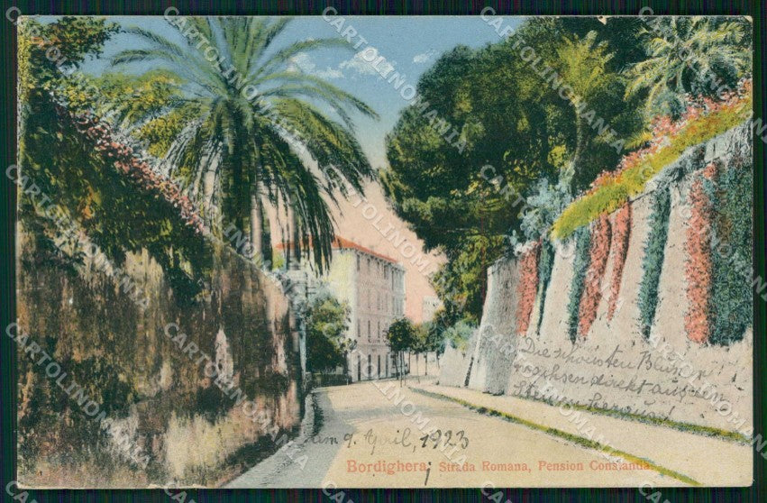 Imperia Bordighera Strada Romana Pension Constantia cartolina RB6117 – fronte