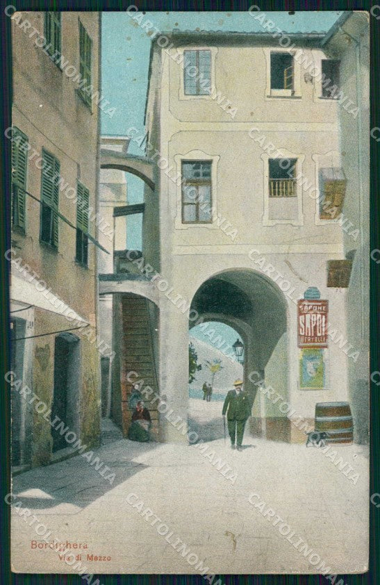 Imperia Bordighera Via di Mezzo SCOLLATA cartolina RB6129 – fronte