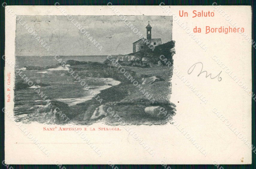 Imperia Bordighera Saluto da Sant'Ampeglio Spiaggia cartolina RB6132 – fronte