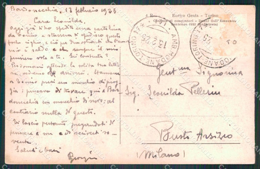 Torino Bardonecchia Saluti da Borgo Vecchio Genta PIEGHINE cartolina RB6144 – retro