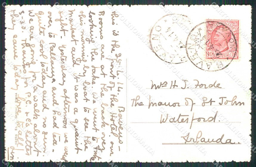 Verbania Baveno Lago Maggiore Hotel Simplon cartolina RB6162 – retro
