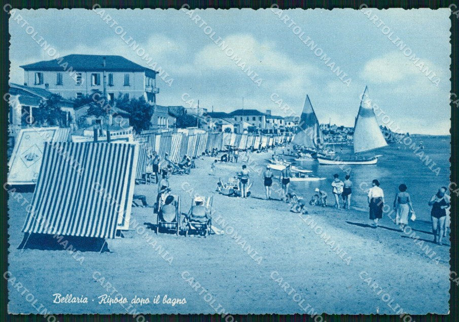 Rimini Bellaria Riposo dopo il Bagno Spiaggia FG cartolina RB6174 – fronte