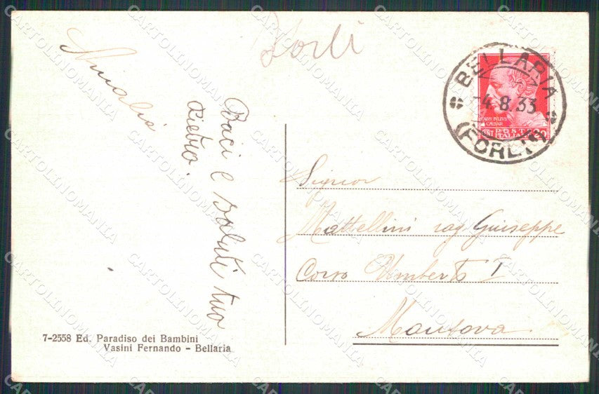 Rimini Bellaria Spiaggia Hotel Miramare cartolina RB6179 – retro