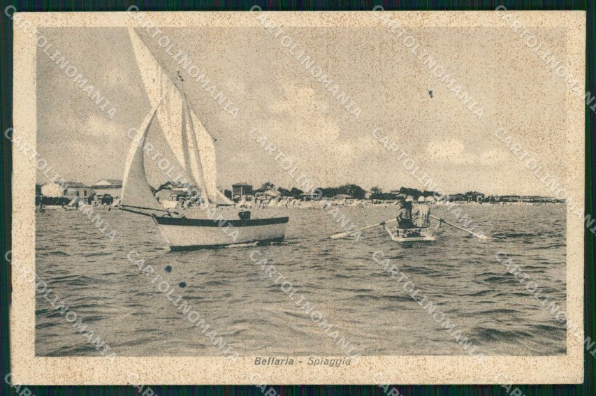 Rimini Bellaria Spiaggia con Barche cartolina RB6183 – fronte