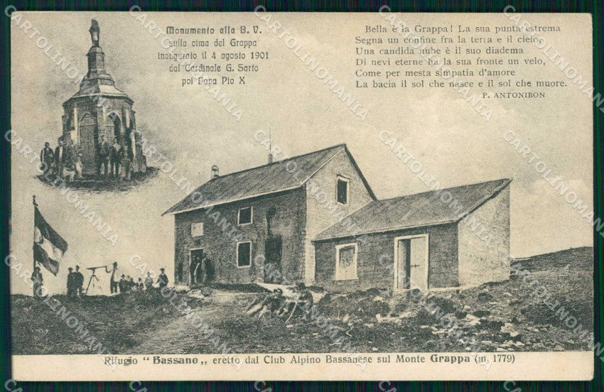Vicenza Bassano del Grappa Rifugio sul Monte Grappa Club Alpino cartolina RB6192 – fronte