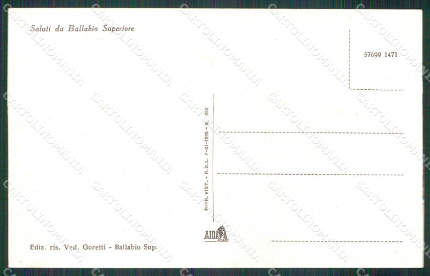 Lecco Ballabio Veduta Generale cartolina RB6231 – retro