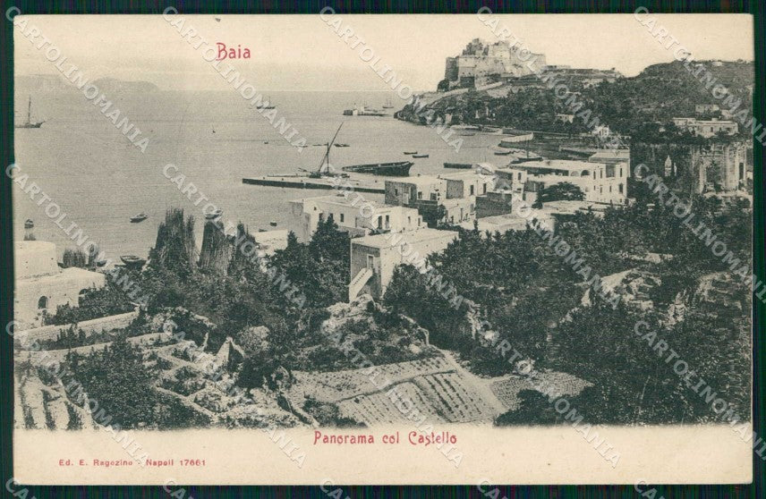 Napoli Bacoli Baia Veduta con Castello Barche cartolina RB6247 – fronte