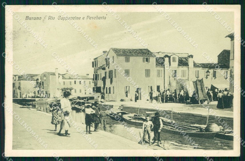 Venezia Burano Rio Cappuccine Pescheria Barche cartolina RB6300 – fronte