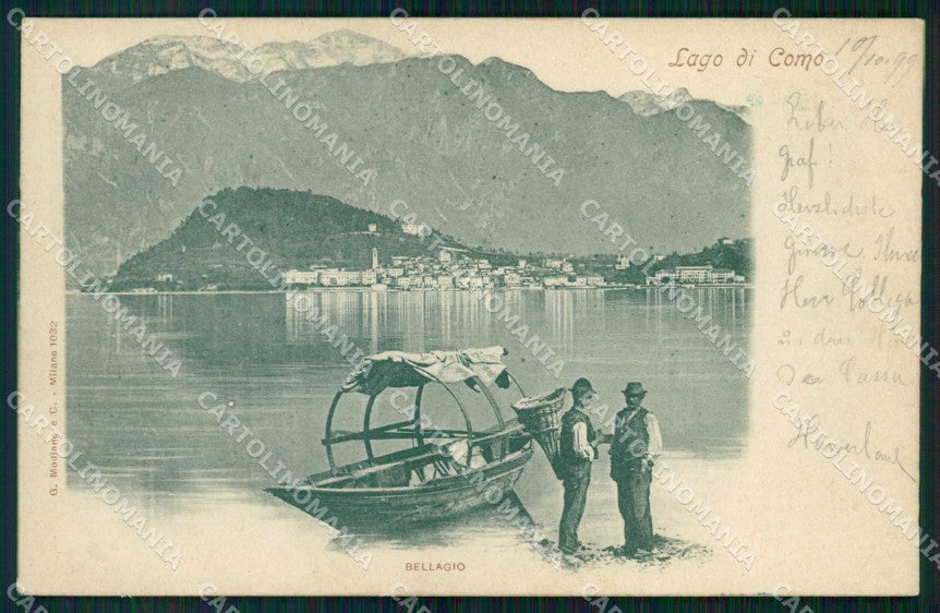 Como Bellagio Lago con Barca Modiano 1032 cartolina RB6310 – fronte