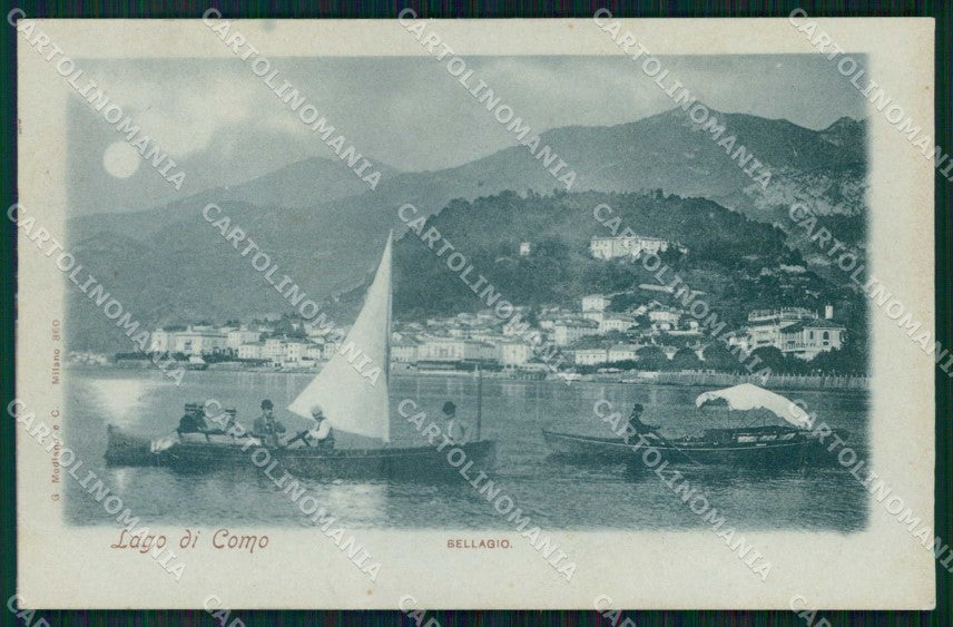 Como Bellagio Lago con Barche Chiaro di Luna Modiano 860 cartolina RB6311 – fronte