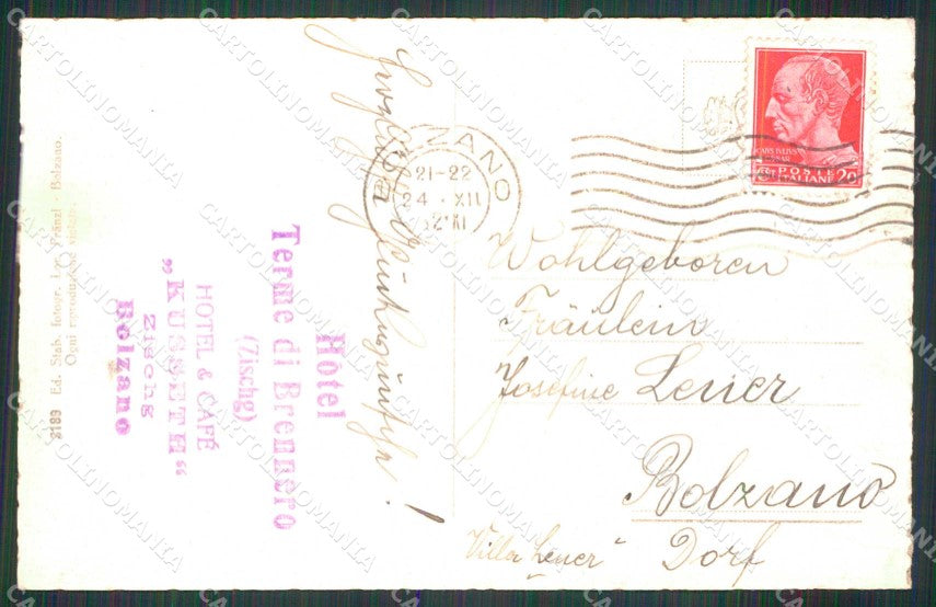 Bolzano Brennero Hotel Terme Franzl 3189 cartolina RB6338 – retro