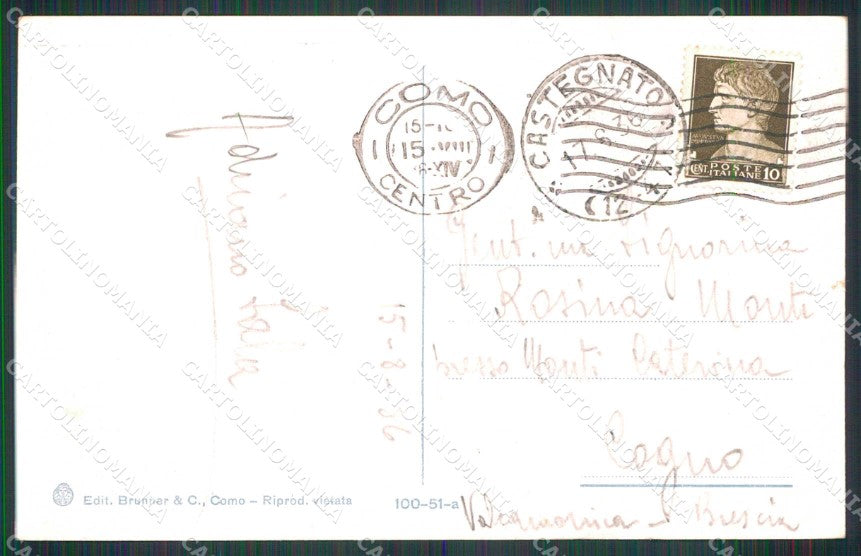 Como Città Veduta da Bignanico Brunner 100 51 cartolina RB6446 – retro