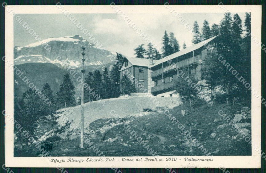 Aosta Valtournenche Rifugio Albergo Edoardo Bich Conca Breuil cartolina RB6454 – fronte