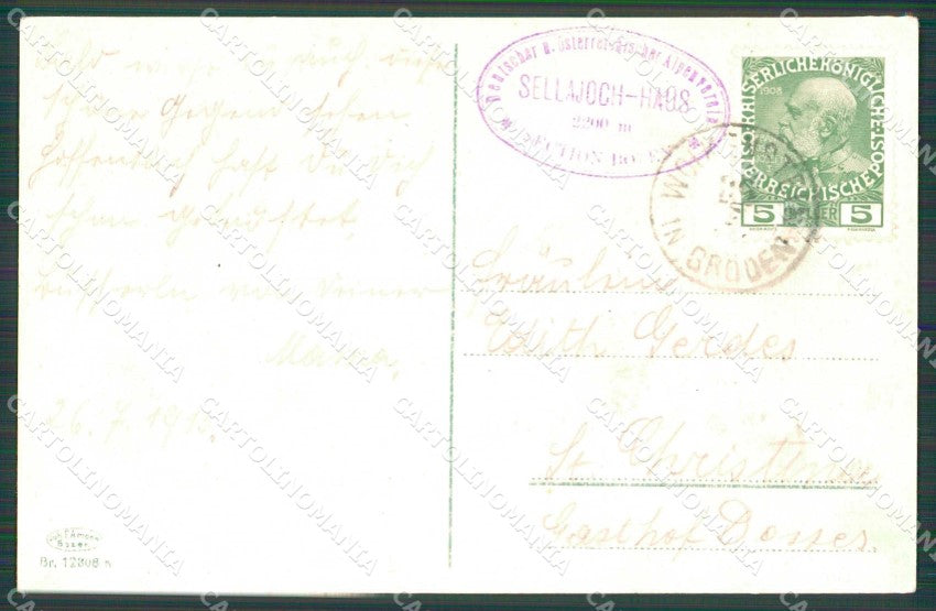 Bolzano Val Gardena Passo Sella cartolina RB6456 – retro