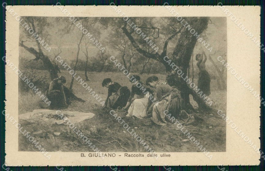 Artist Signed Giuliano Raccolta delle Ulive cartolina RB6482 – fronte